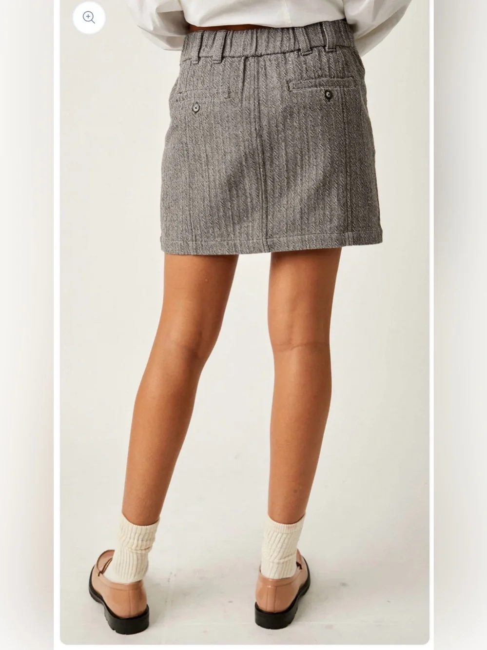 Free People Pop Preppy Gray Tweed Mini Skirt